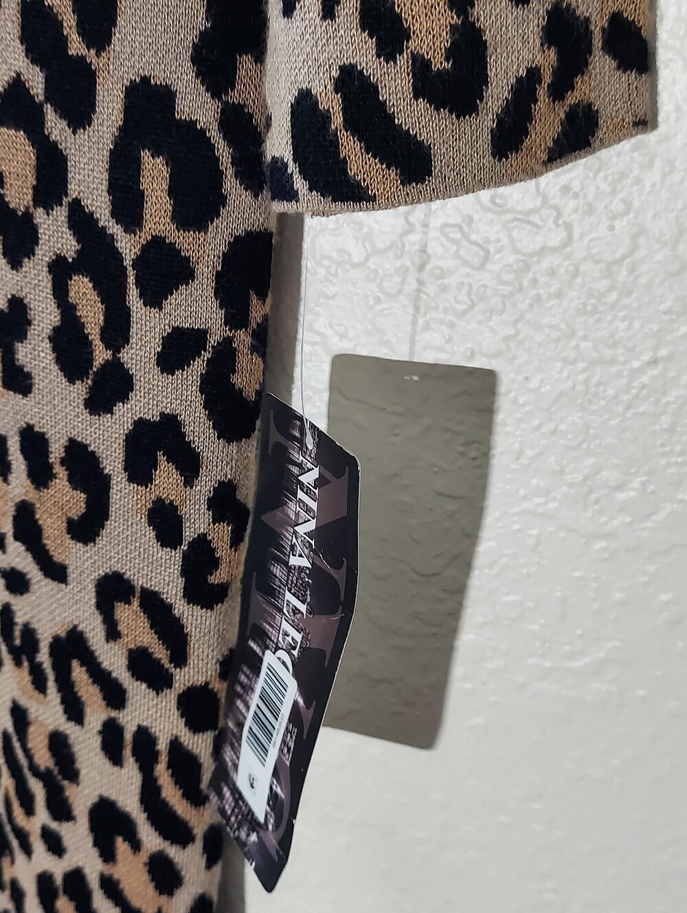 NINA LEONARD Leopard Print Black/Beige Long Sleeve Sweater Dress WM Size L NWT - Picture 5 of 13